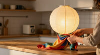 She Draped A Scarf Over IKEA’s Paper Lantern, And It Looks Custom