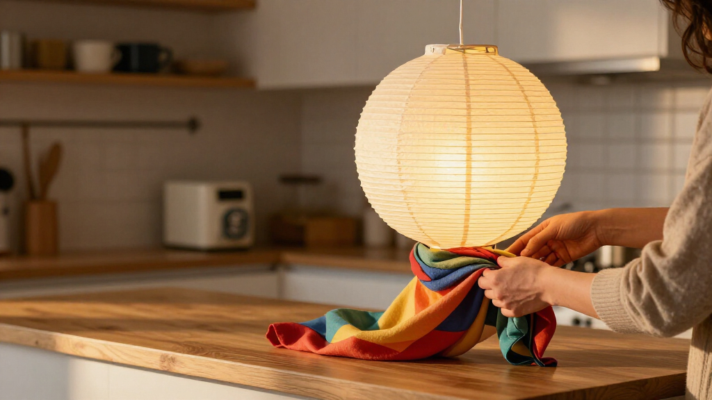She Draped A Scarf Over IKEA’s Paper Lantern, And It Looks Custom
